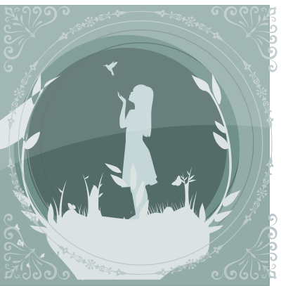 Silhouette Girl in the Spring Forest - Cut Paper clipart