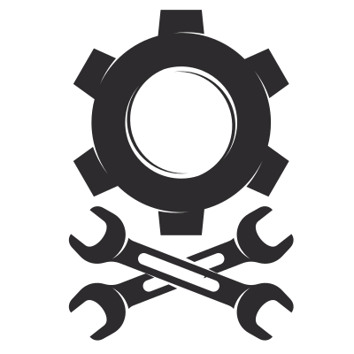 Silhouette of a cog and a wrench clipart