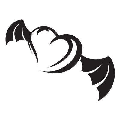Silhouette of a heart with wings clipart