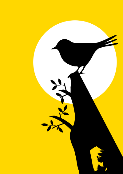 Silhouette with bird and tree clipart