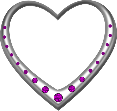 Silver heart studded with amethysts clipart