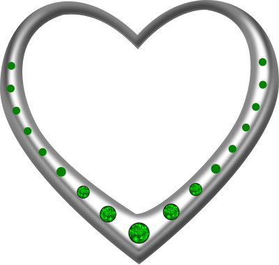 Silver heart studded with emeralds clipart