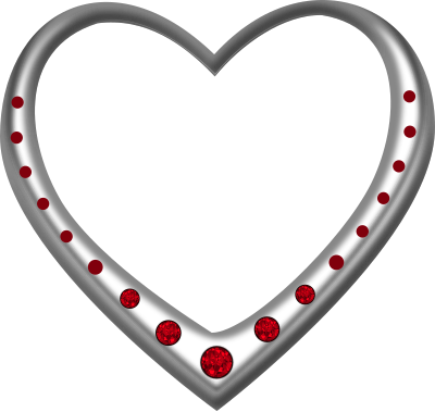 Silver heart studded with rubies clipart