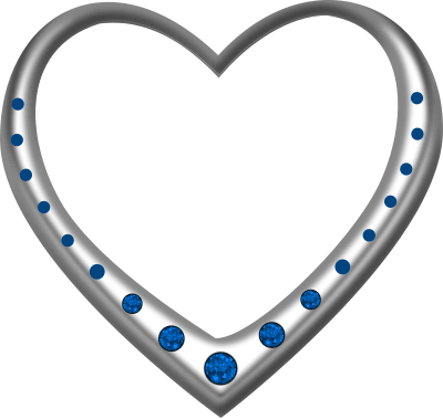 Silver heart studded with sapphires clipart