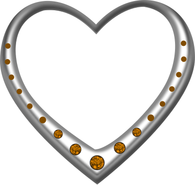 Silver heart studded with tourmalines clipart