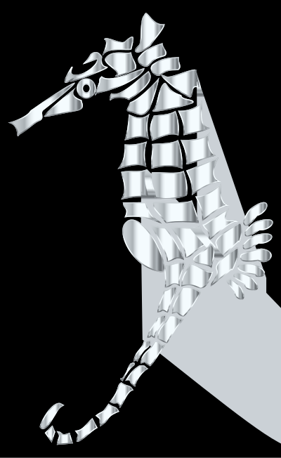 Silver Stylized Seahorse Silhouette clipart