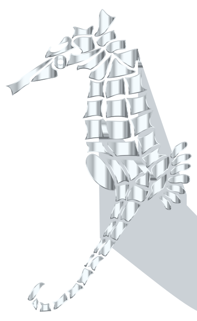 Silver Stylized Seahorse Silhouette No Background clipart