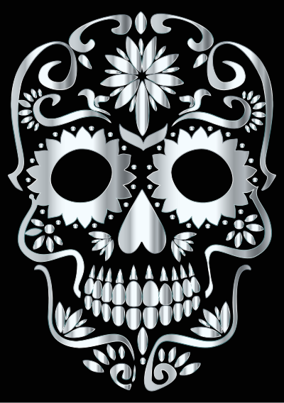 Silver Sugar Skull Silhouette clipart