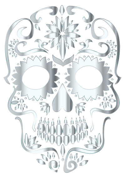 Silver Sugar Skull Silhouette No Background clipart