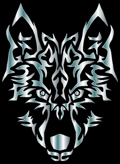 Silver Symmetric Tribal Wolf clipart