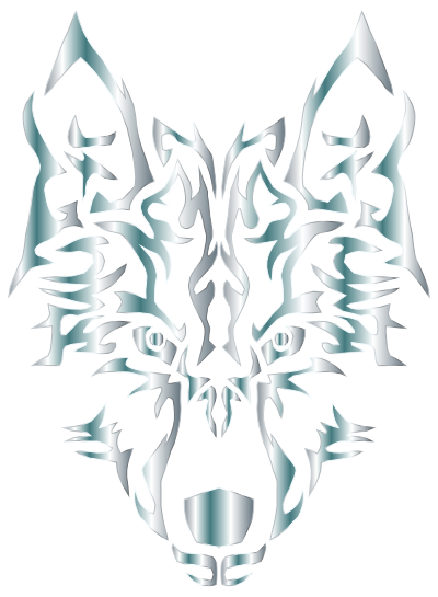 Silver Symmetric Tribal Wolf No Background clipart