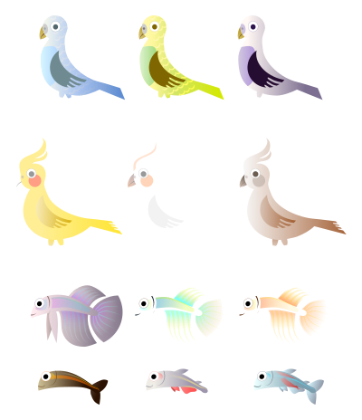 Simple Birds And Fishes clipart