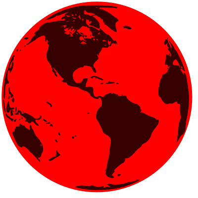 simple black and blood red planet Earth simple clipart