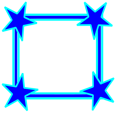 Simple Bright Blue Star Cornered Frame clipart