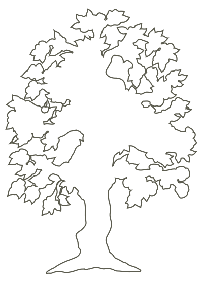 Simple flowering tree outline clipart