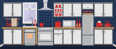 Simple Kitchen Remixed with Flat Colors and Shadows clipart