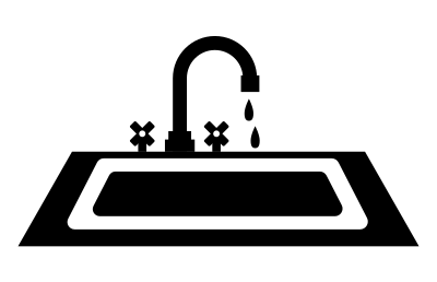 Simple kitchen sink and faucet icon clipart