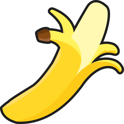 Simple Peeled Banana (Outlined) clipart