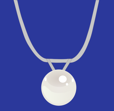 Single pearl necklace on silver chain clipart