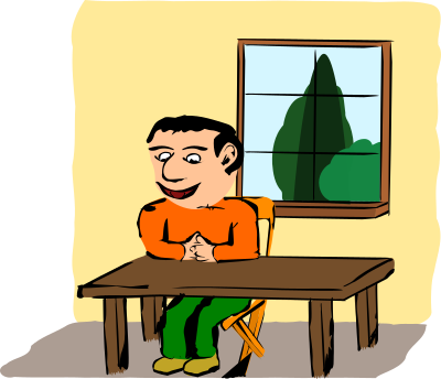 Sitting at the table clipart