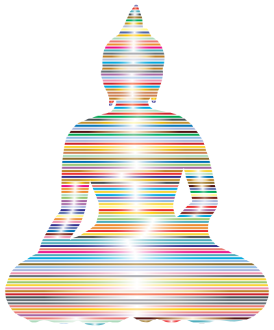 Sitting Buddha Silhouette Prismatic Lines No BG clipart