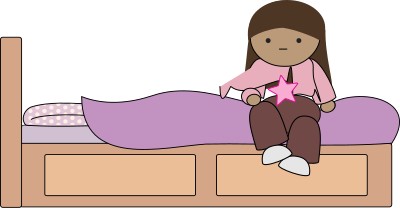 Sitting on the bed clipart