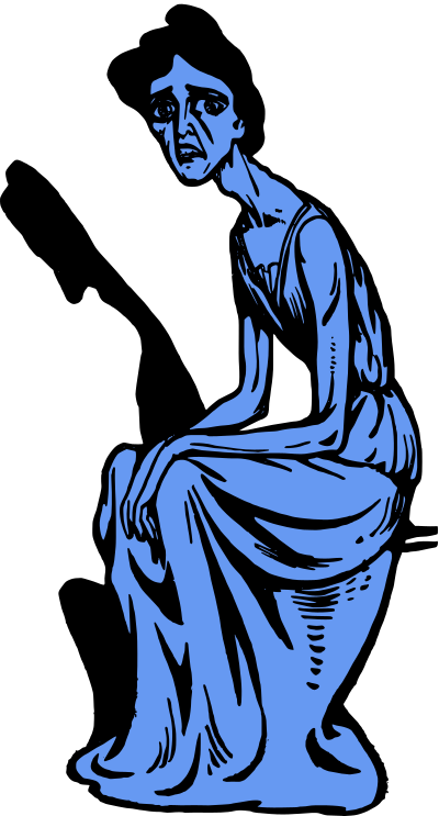 Sitting Sad Lady - Blue Remix clipart
