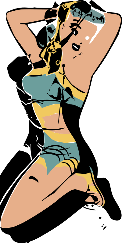 Sitting swimsuit model clipart