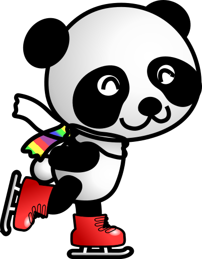 Skating panda clipart