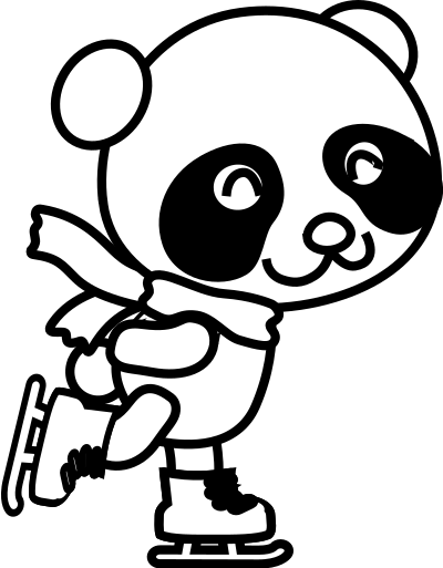 Skating Panda Coloring Page clipart