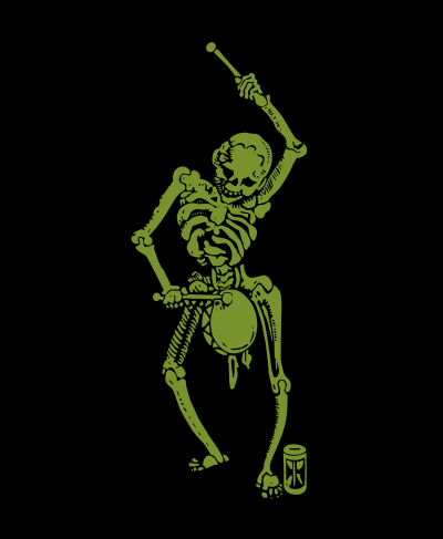 Skeleton with a Drum - Green clipart
