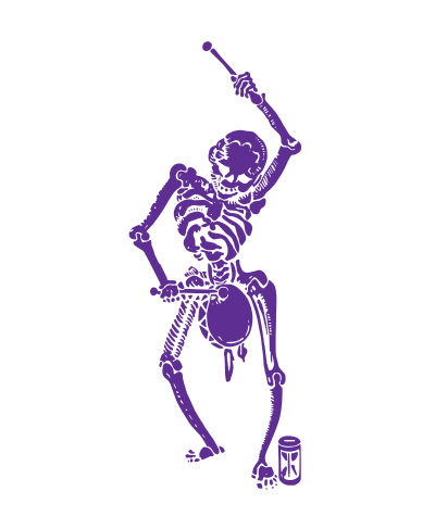Skeleton with a Drum - Purple clipart