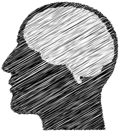 Sketched Man Brain Silhouette clipart
