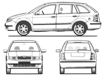 Skoda Fabia Combi - all views clipart