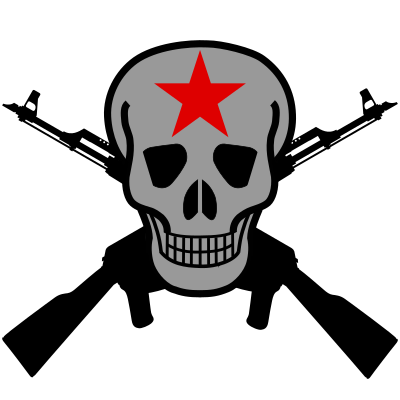 Skull and crossed guns 2 clipart