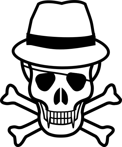 Skull and hat clipart