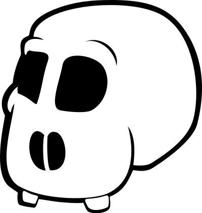 Skull cartoon without jawbones an eyeballs clipart