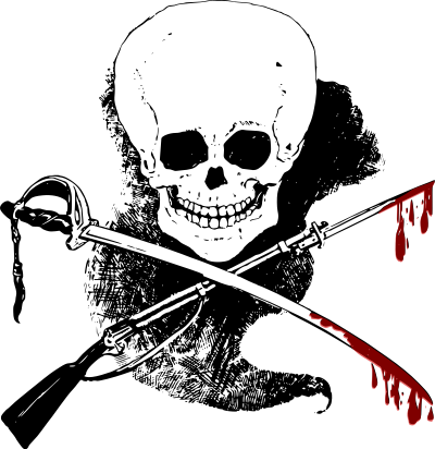 Skull, Gun, Sword and Blood clipart