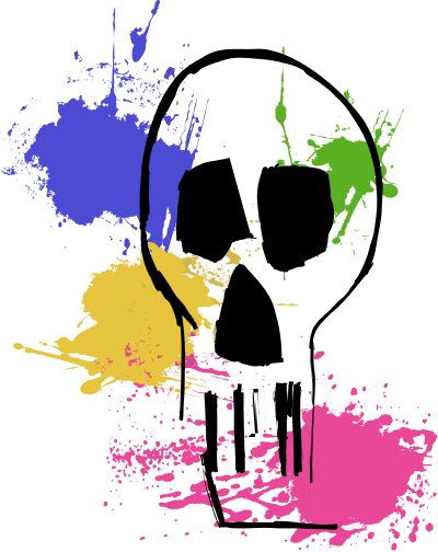 Skull Rainbow Splatter clipart