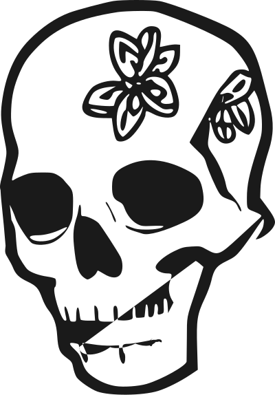 Skull with flowers clipart