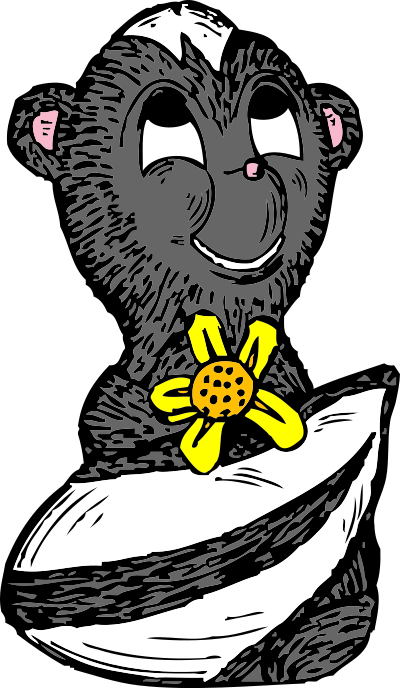Skunk with a flower clipart