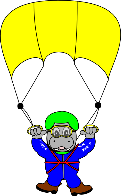 SkyDiverHippo clipart