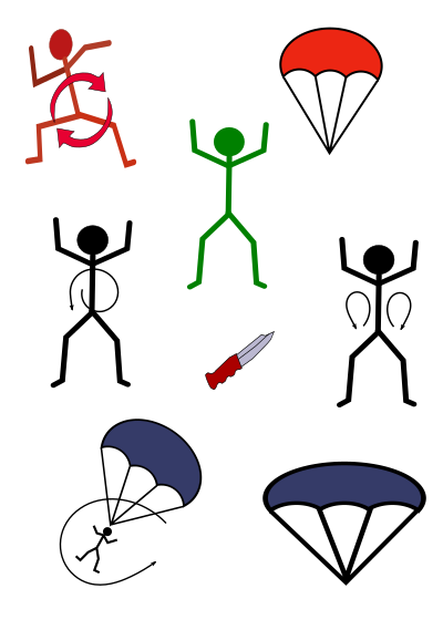 Skydivers Vector Icons clipart