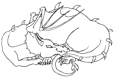 Sleeping Dragon Line Art clipart