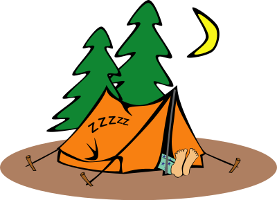 Sleeping in a tent clipart