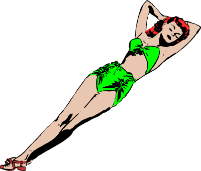 Sleeping vintage bikini lady clipart