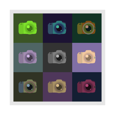 SLR Digital Camera Icons Color Study clipart