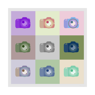 SLR Digital Camera Icons Inverted Color Study clipart