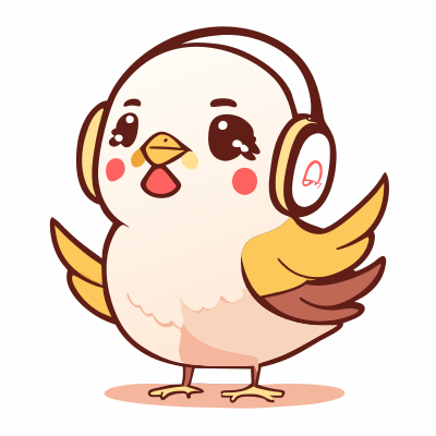 Small bird wearing headphones clipart