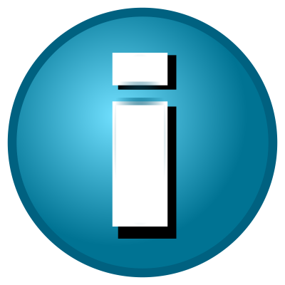 Small blue 'i' info button clipart